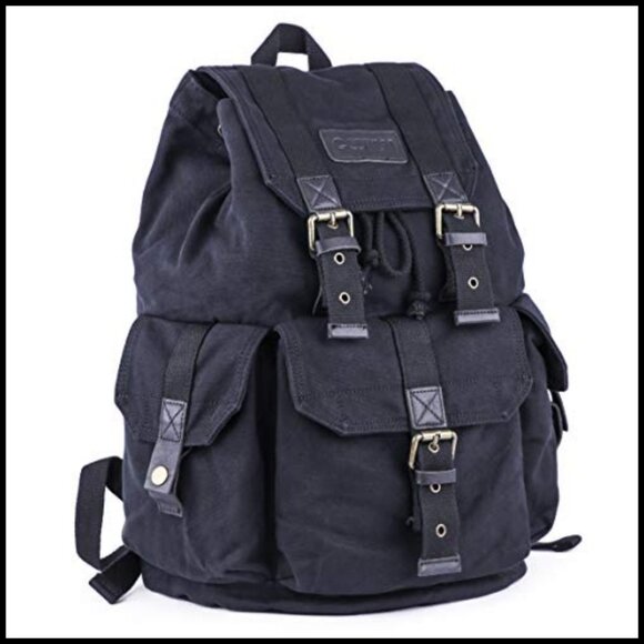Vintage Canvas Backpack Rucksack Thick Durable Daypack Classic Retro Style main image 6